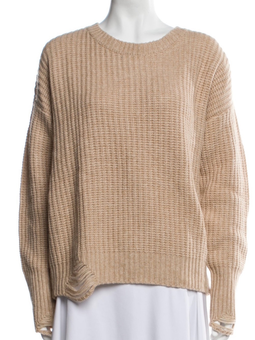 NWT NSF Beige Ribbed Wool Crewneck Sweater